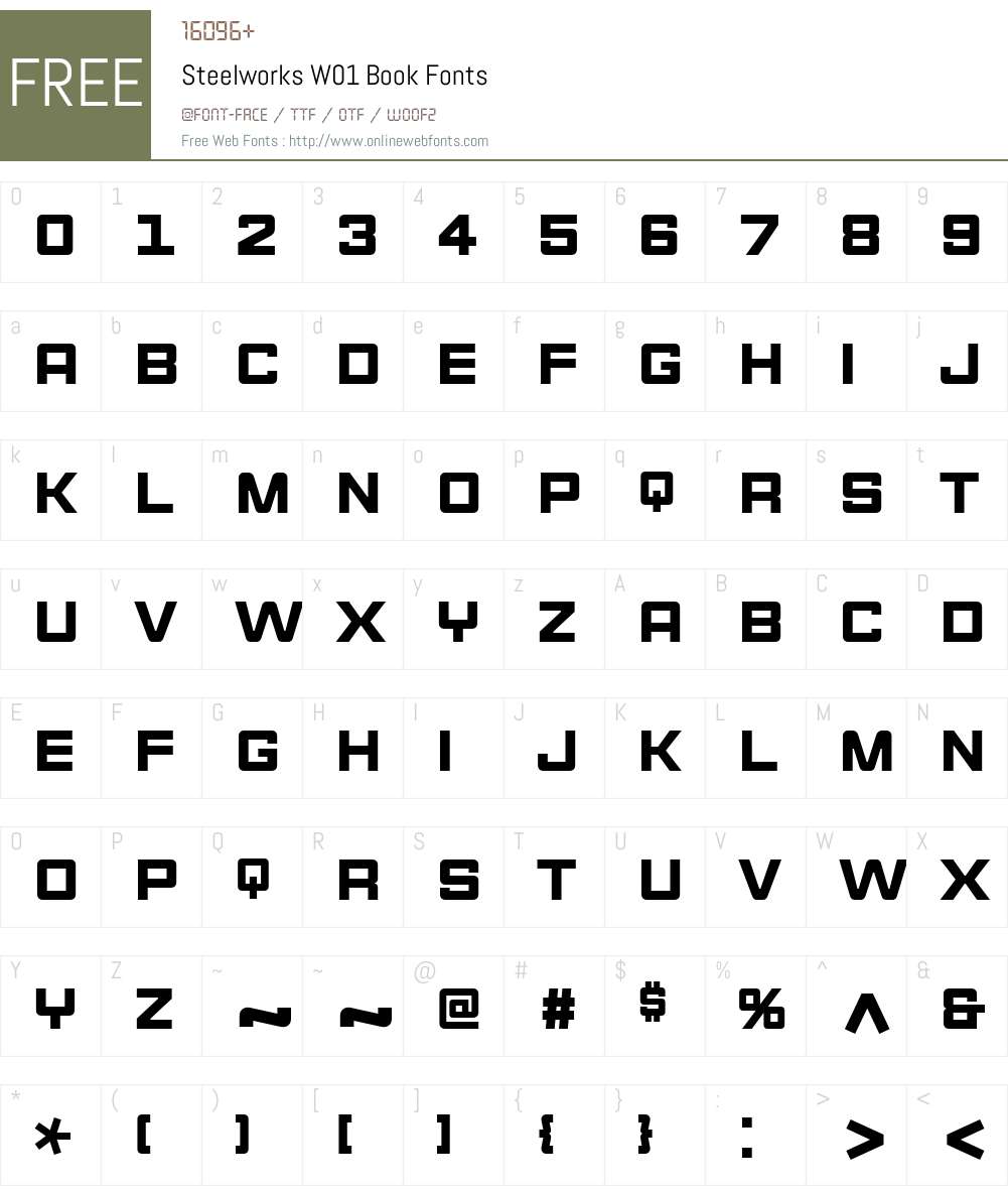 SteelworksW01-Book Font Screenshots
