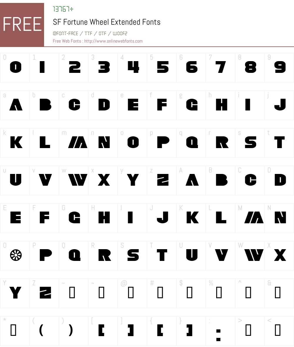 SF Fortune Wheel Extended Font Screenshots