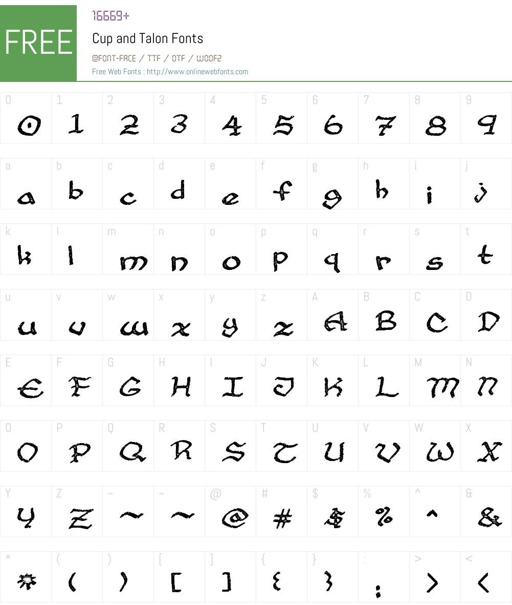 Cup and Talon Font Screenshots