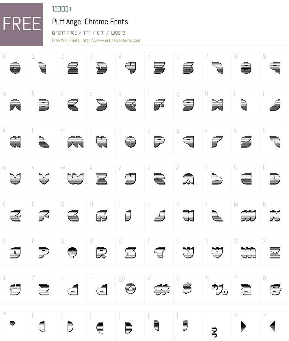 Puff Angel Chrome Font Screenshots