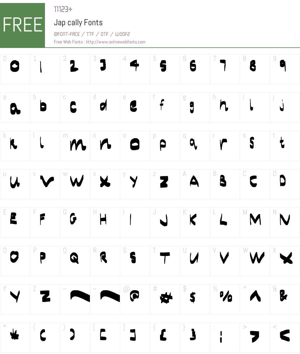 Jap cally Font Screenshots