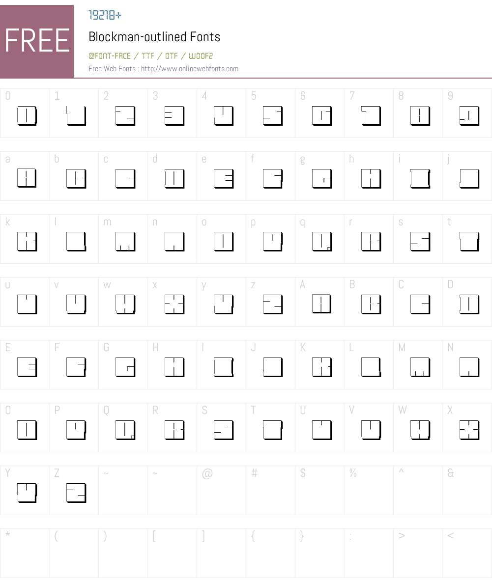 Blockman-outlined Font Screenshots