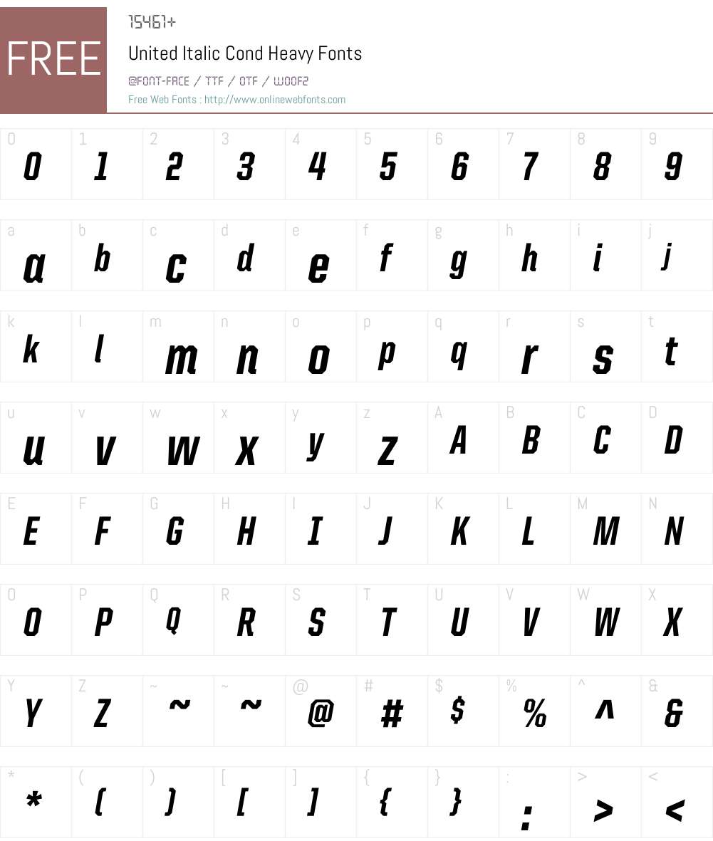 United Italic Cond Font Screenshots