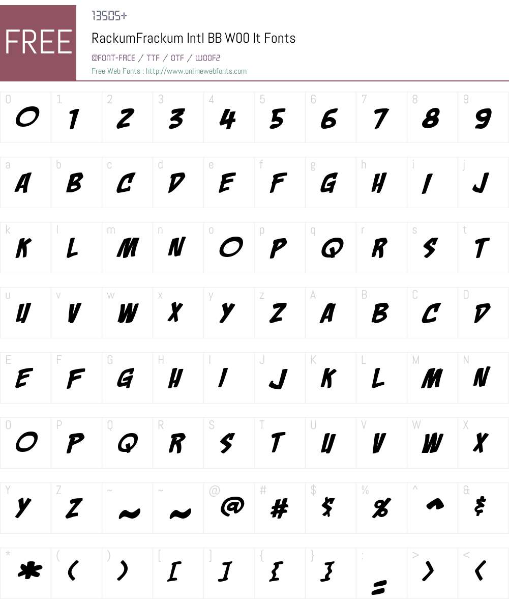 RackumFrackum Intl BB Font Screenshots