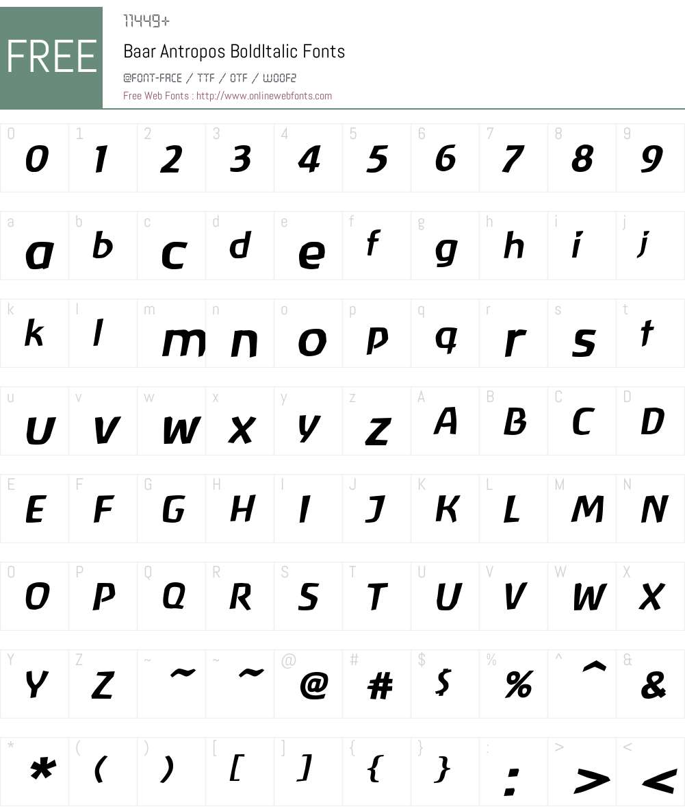 Baar Antropos Font Screenshots