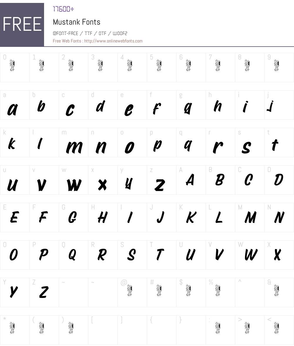 Mustank Font Screenshots