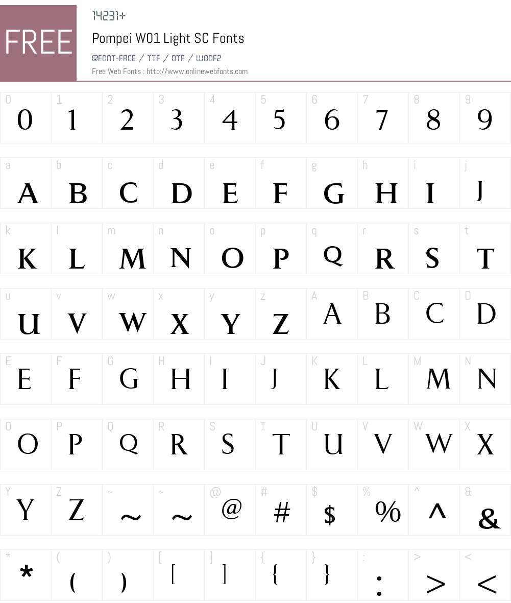 PompeiW01-LightSC Font Screenshots