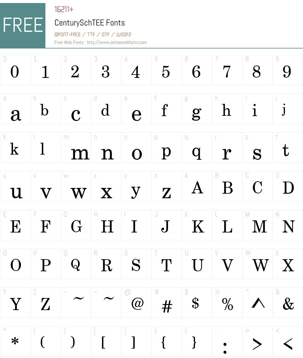 CenturySchTEE Font Screenshots
