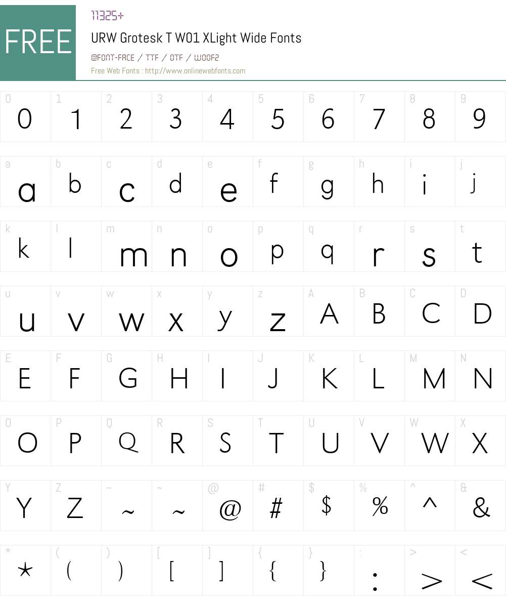 URWGroteskTW01-XLightWide Font Screenshots