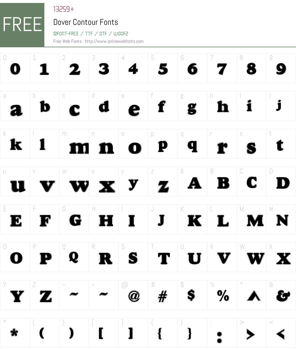 Dover Contour Font Screenshots