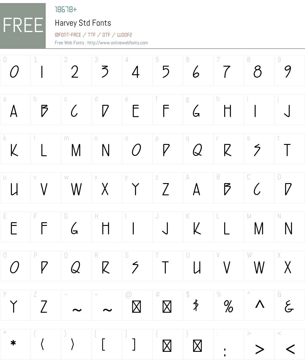Harvey Std Font Screenshots