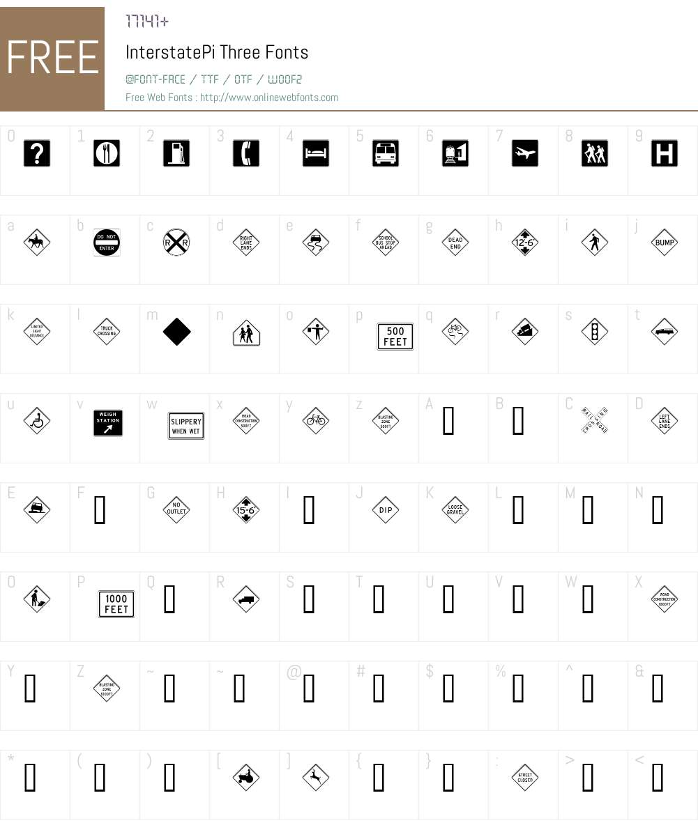 InterstatePi Font Screenshots