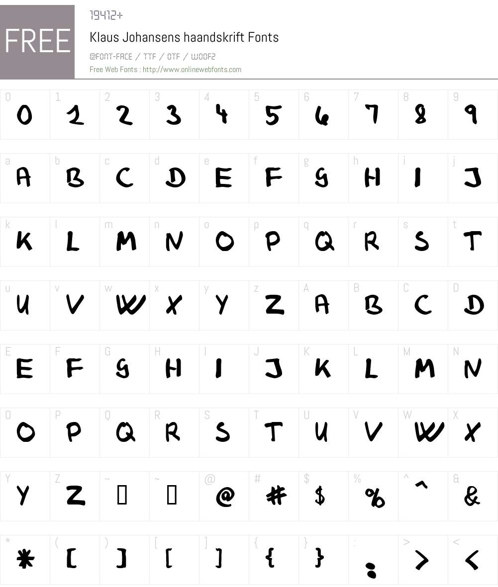 Klaus Johansens haandskrift Font Screenshots