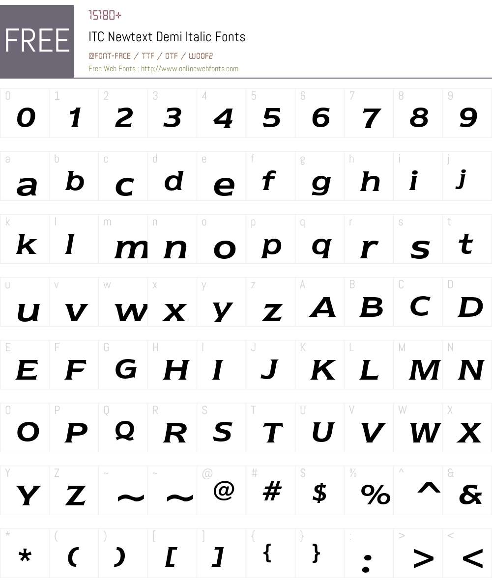 ITC Newtext Font Screenshots
