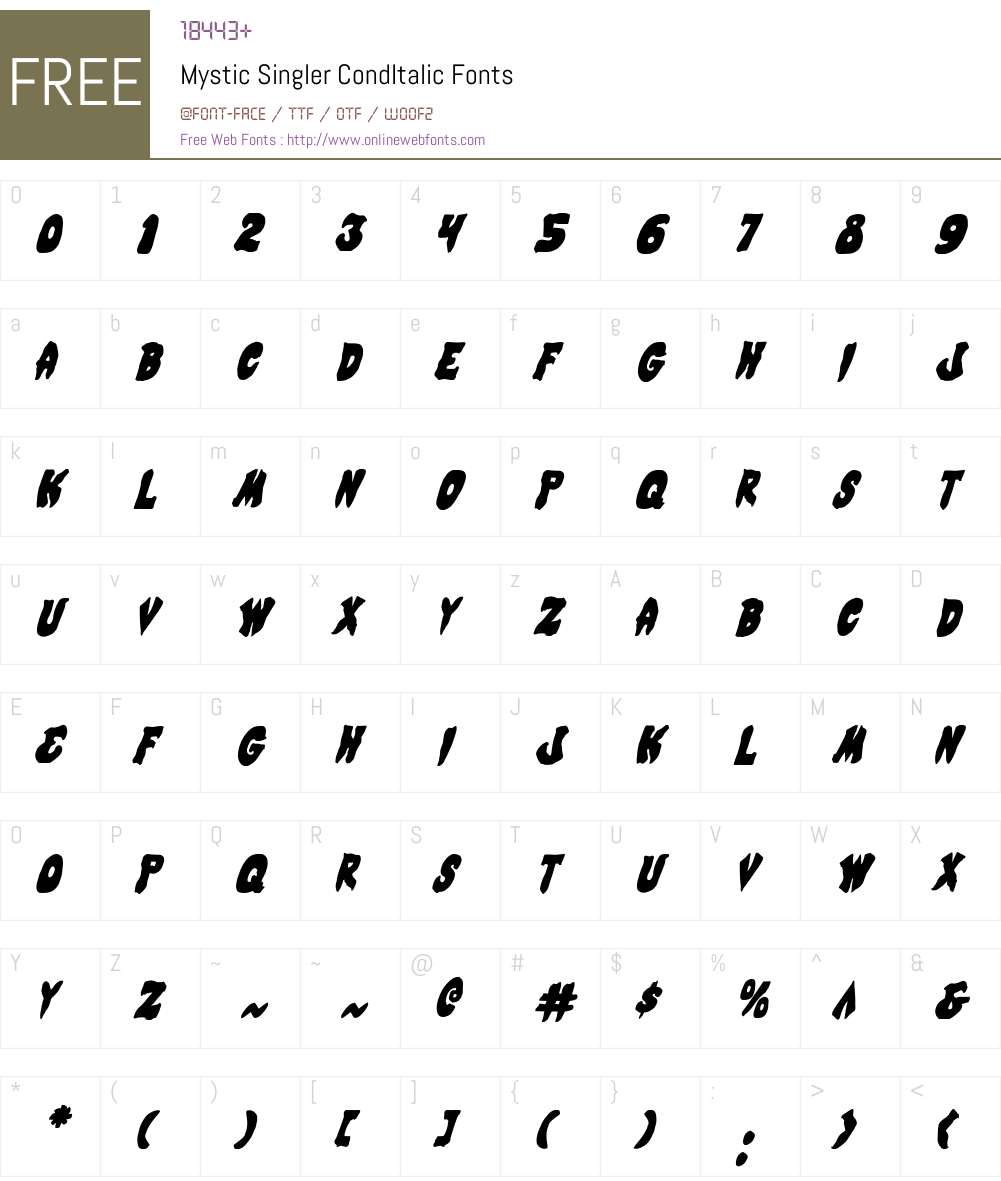 Mystic Singler CondItalic Font Screenshots