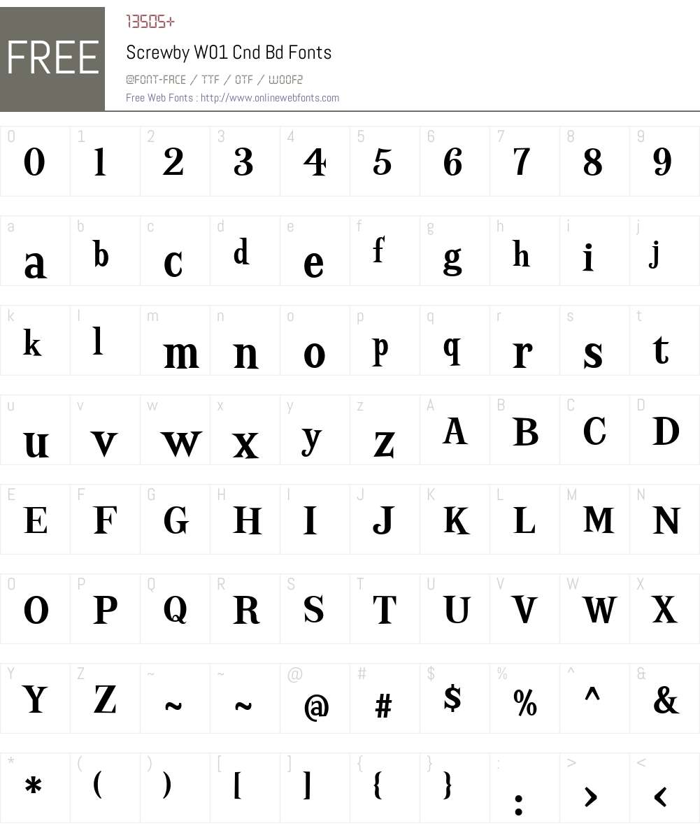 ScrewbyW01-CndBd Font Screenshots
