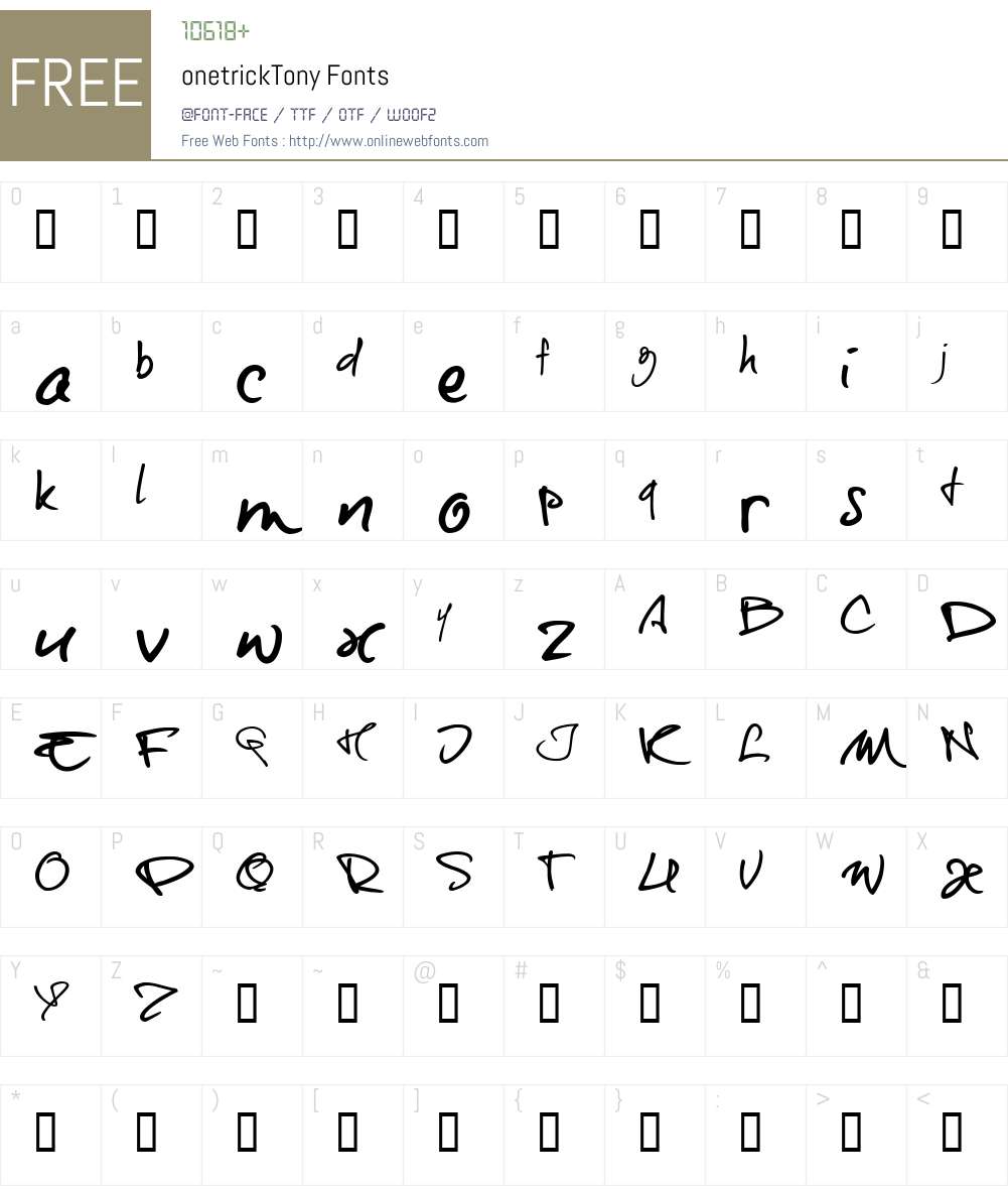 onetrickTony Font Screenshots