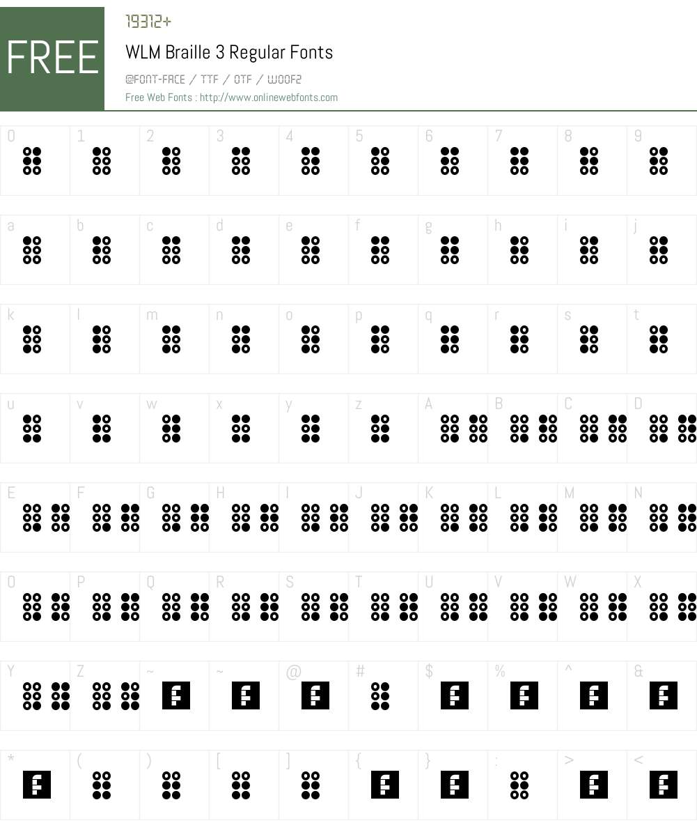 WLM Braille 3 Font Screenshots