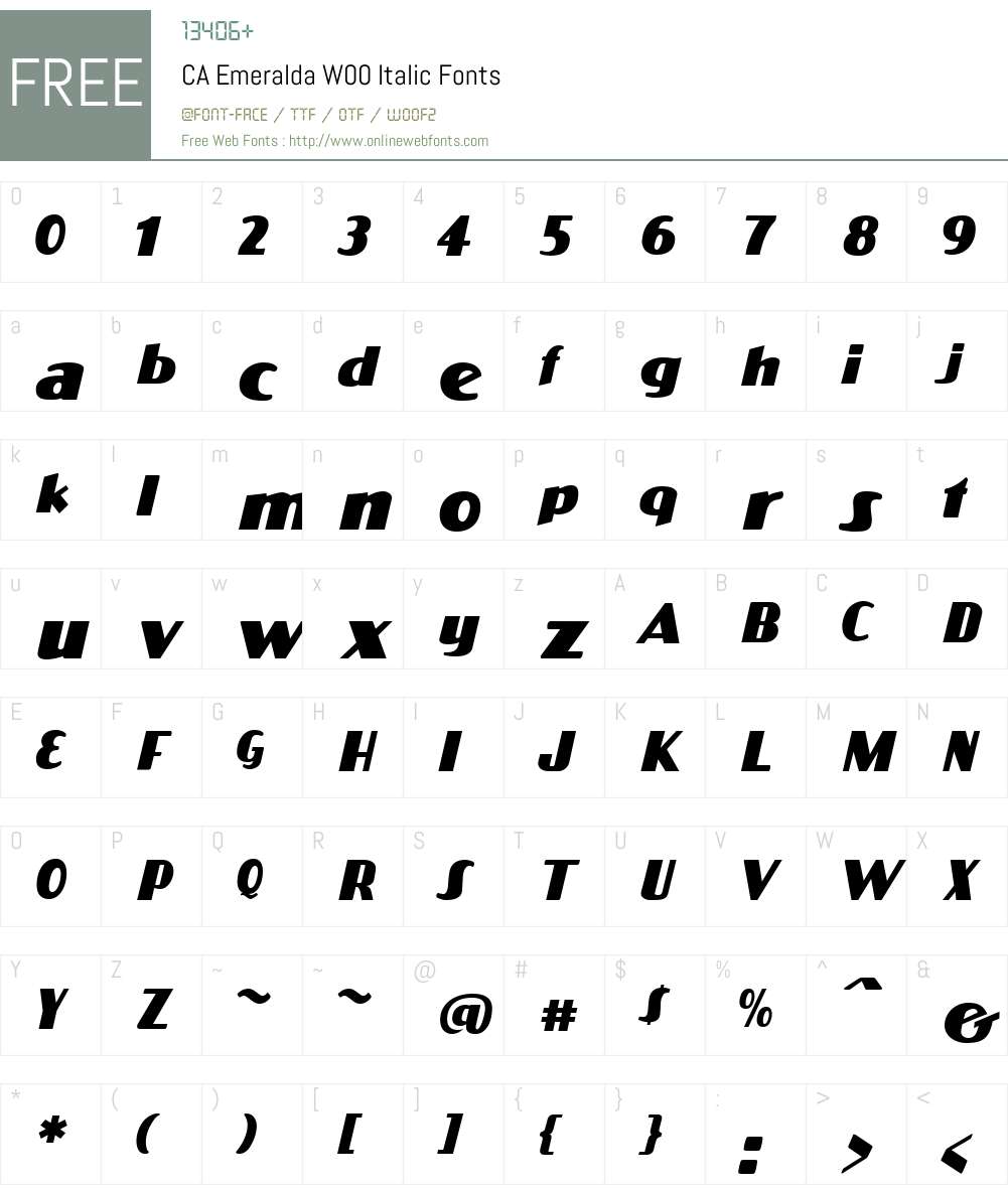 CAEmeraldaW00-Italic Font Screenshots