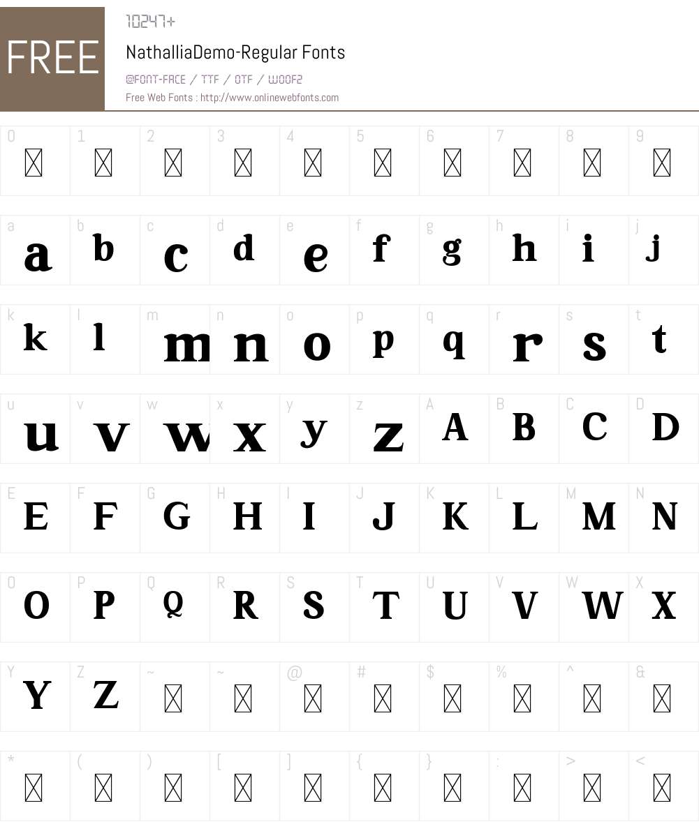 NathalliaDemo Font Screenshots
