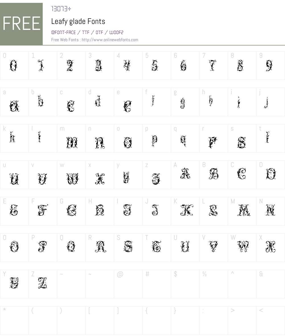 Leafy glade Font Screenshots