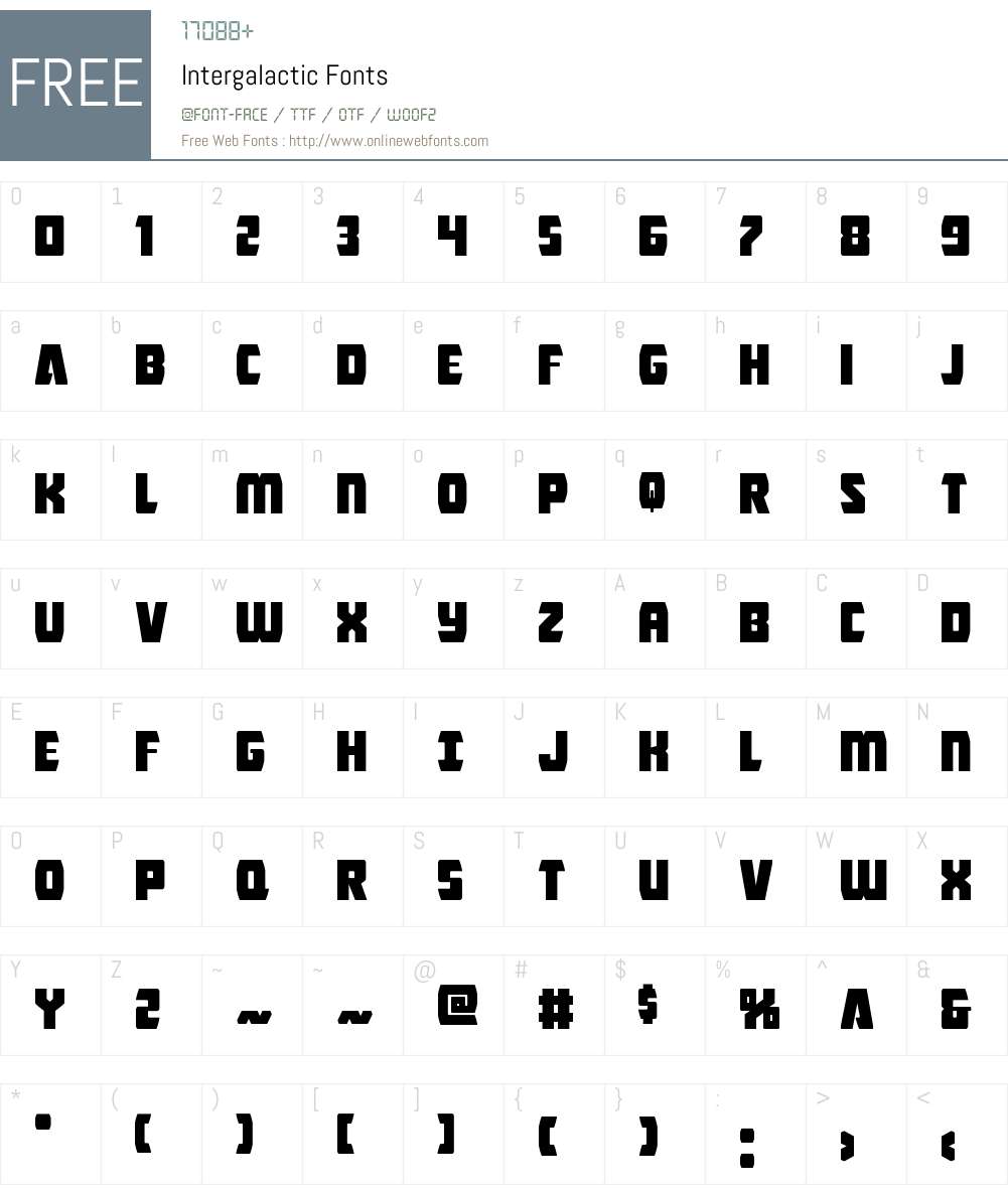 Intergalactic Font Screenshots