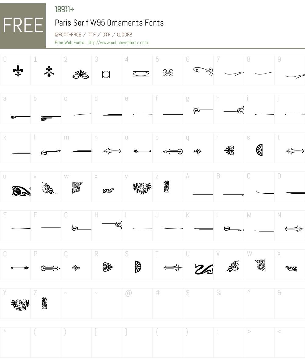 ParisSerifW95-Ornaments Font Screenshots