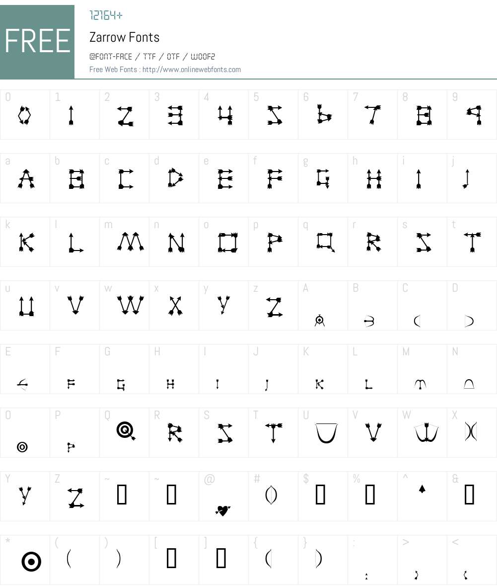 Zarrow Font Screenshots