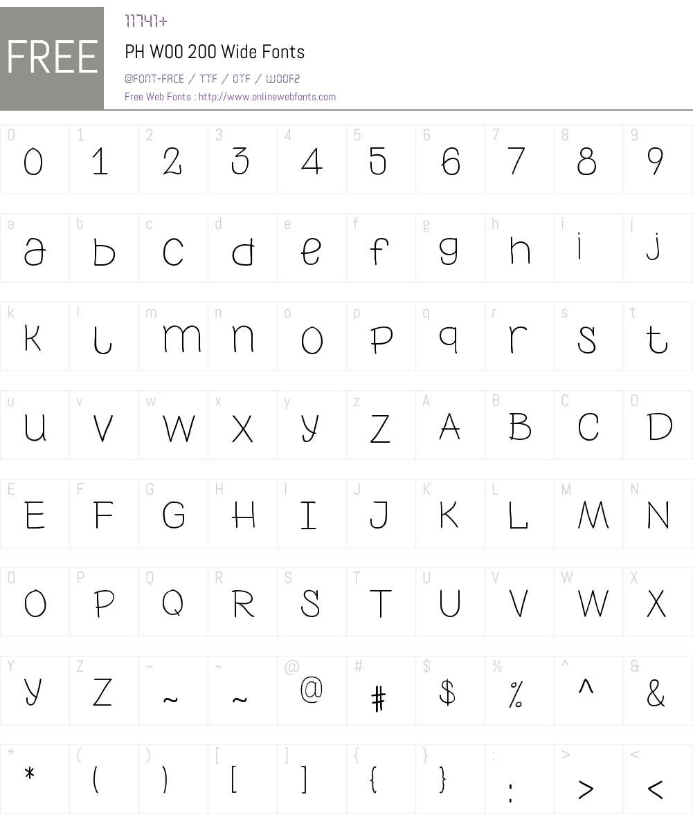 PHW00-200Wide Font Screenshots