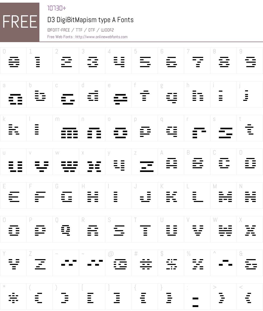 D3 DigiBitMapism type A Font Screenshots