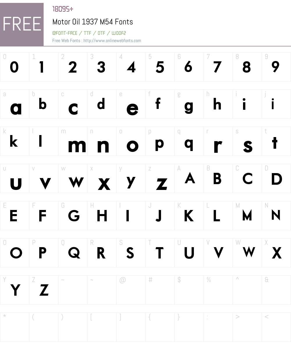 Motor Oil 1937 M54 Font Screenshots