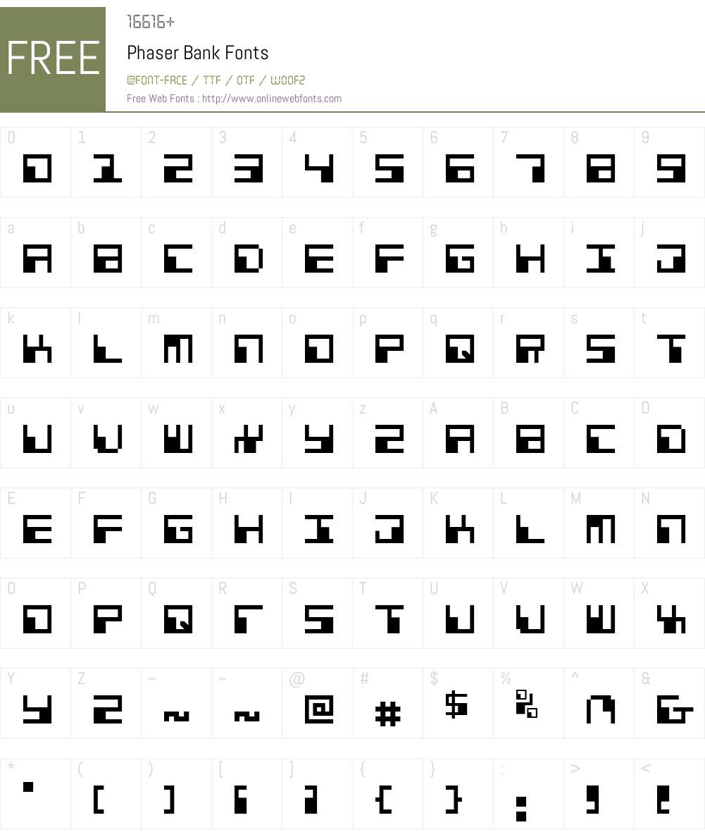 Phaser Bank Font Screenshots