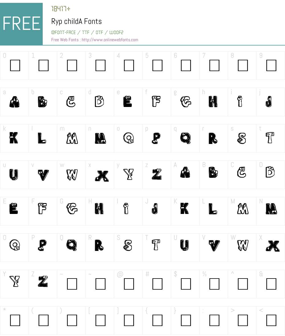 Ryp childA Font Screenshots