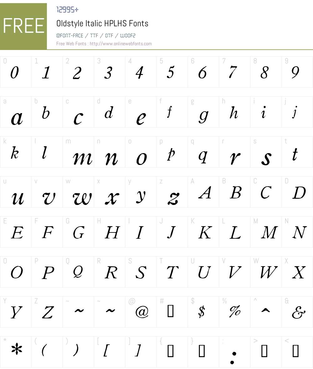 Oldstyle Italic Font Screenshots