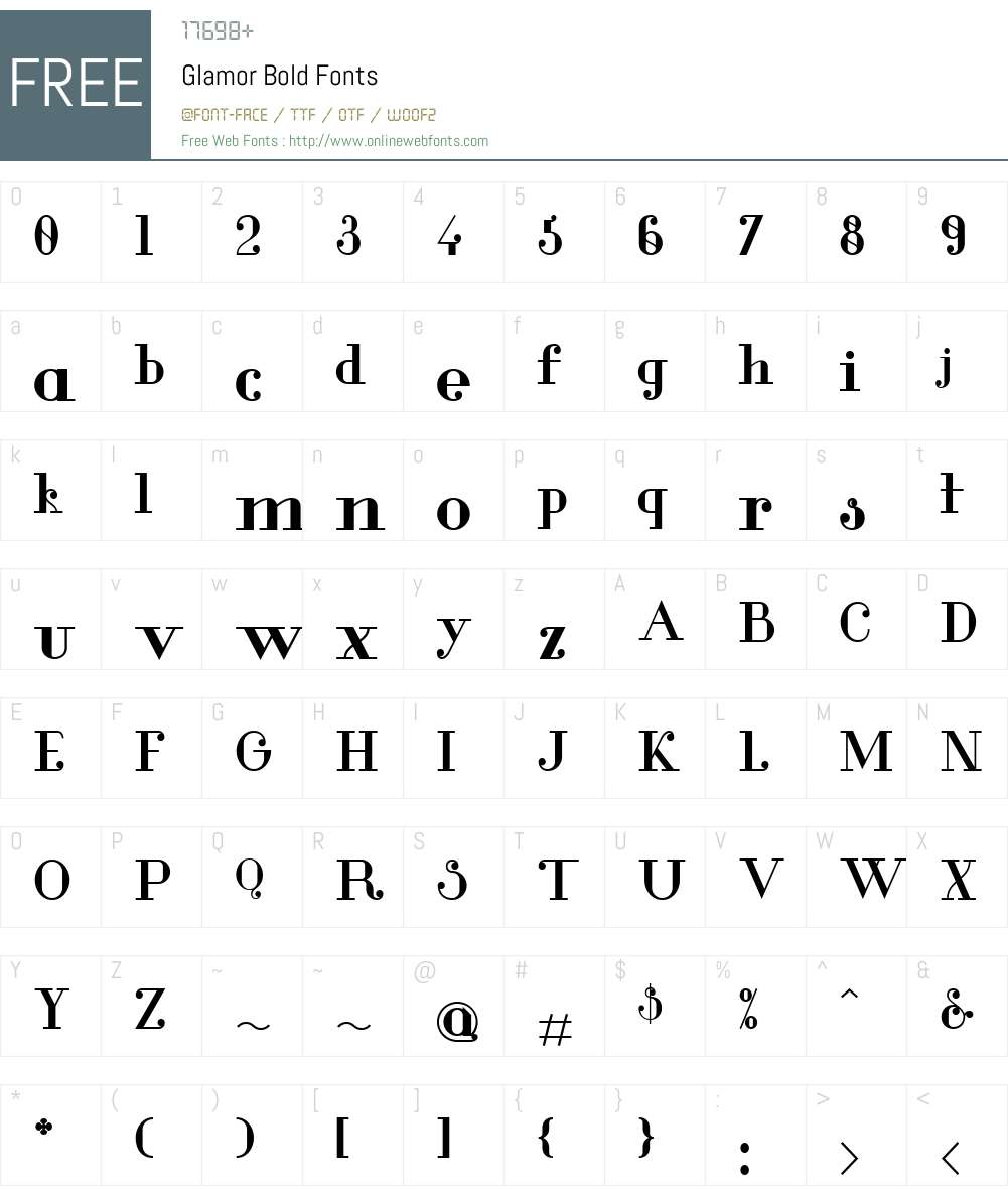 Glamor Font Screenshots