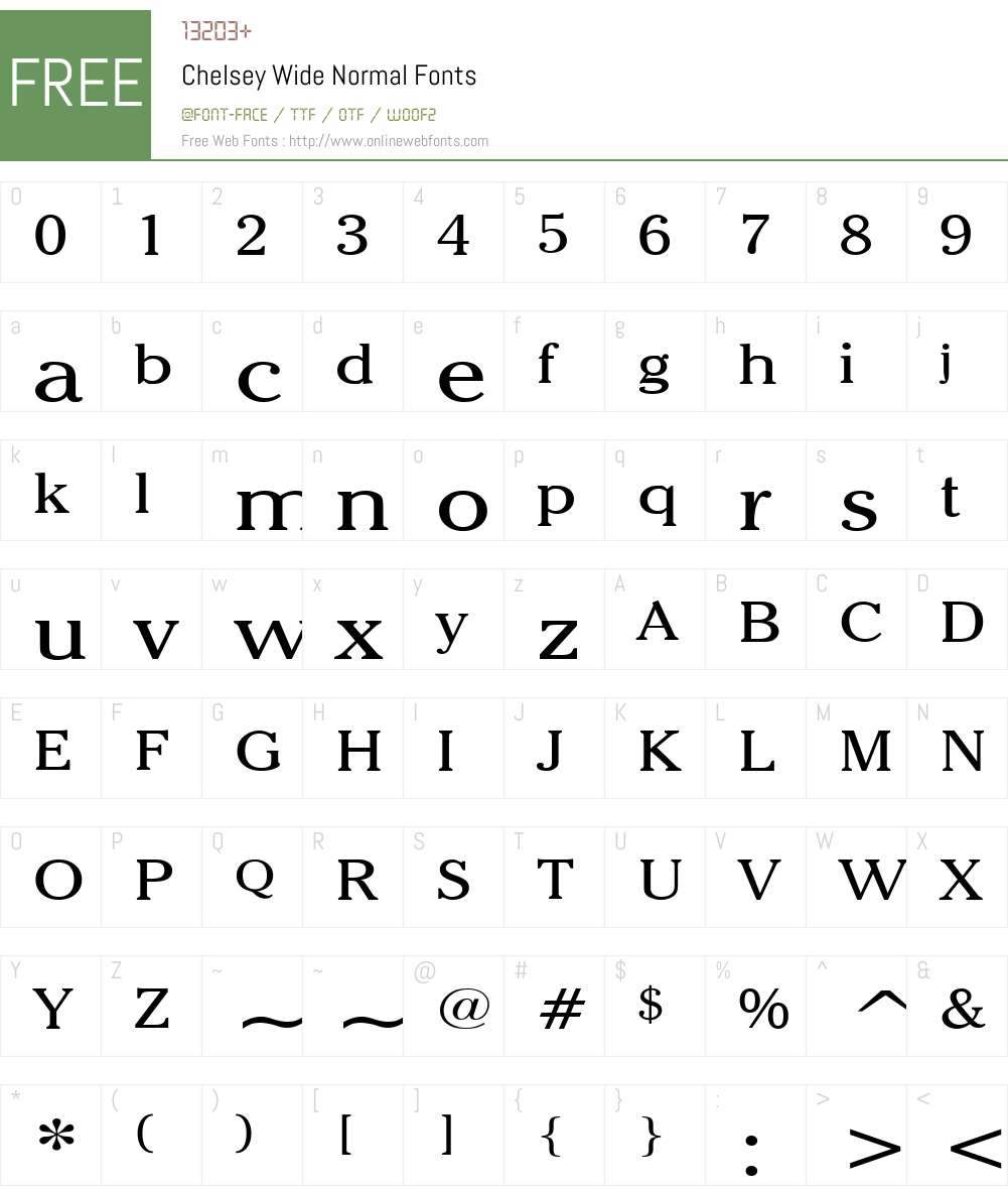 Chelsey Wide Font Screenshots
