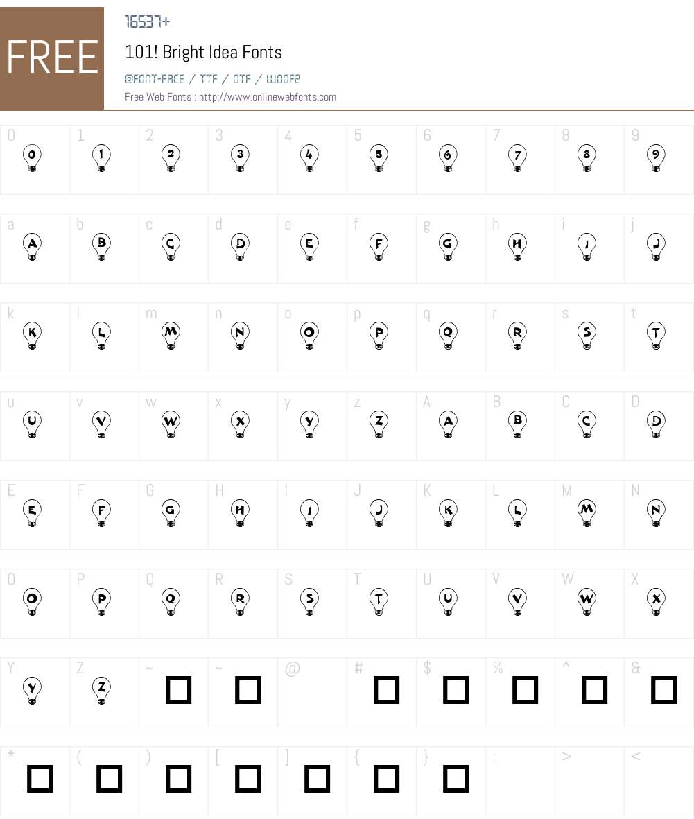 101! Bright Idea Font Screenshots