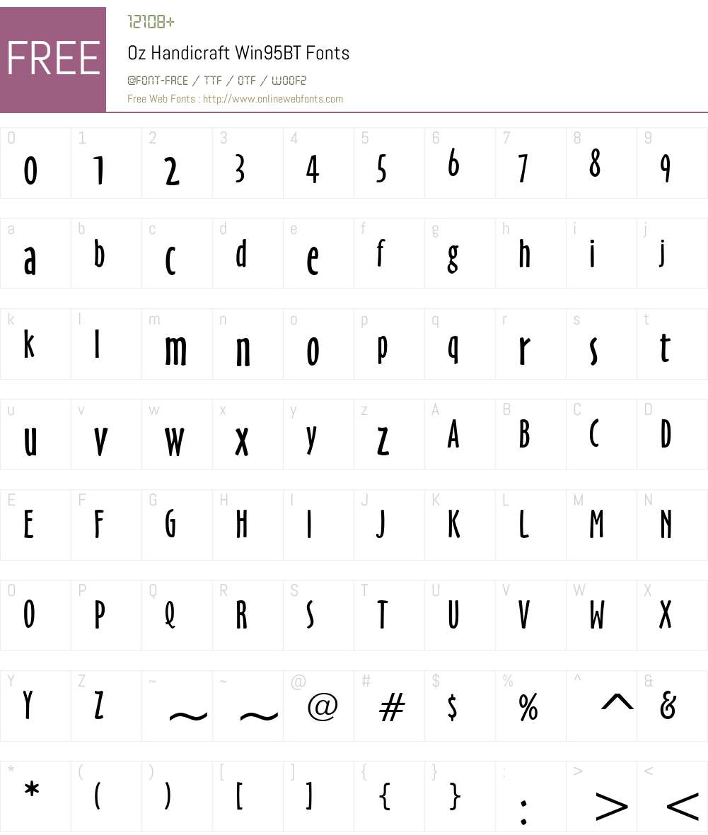 OzHandicraft Win95BT Font Screenshots