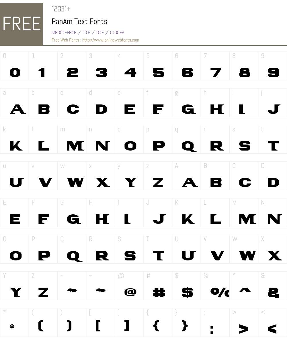 PanAm Text Font Screenshots