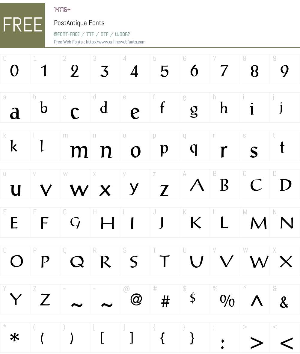 PostAntiqua Font Screenshots