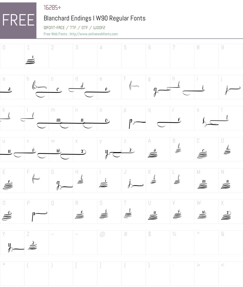 BlanchardEndingsIW90-Rg Font Screenshots