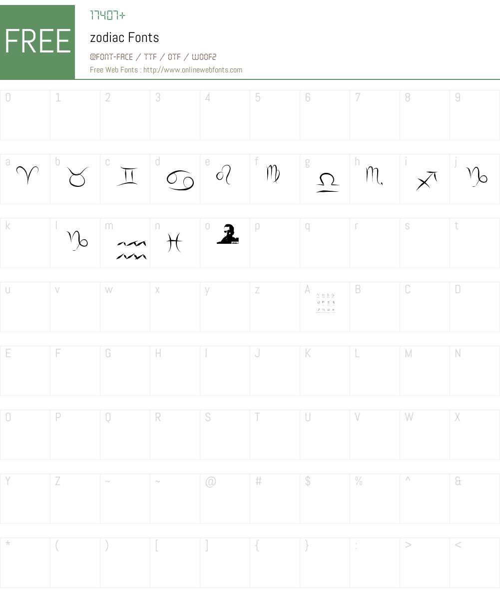 zodiac Font Screenshots