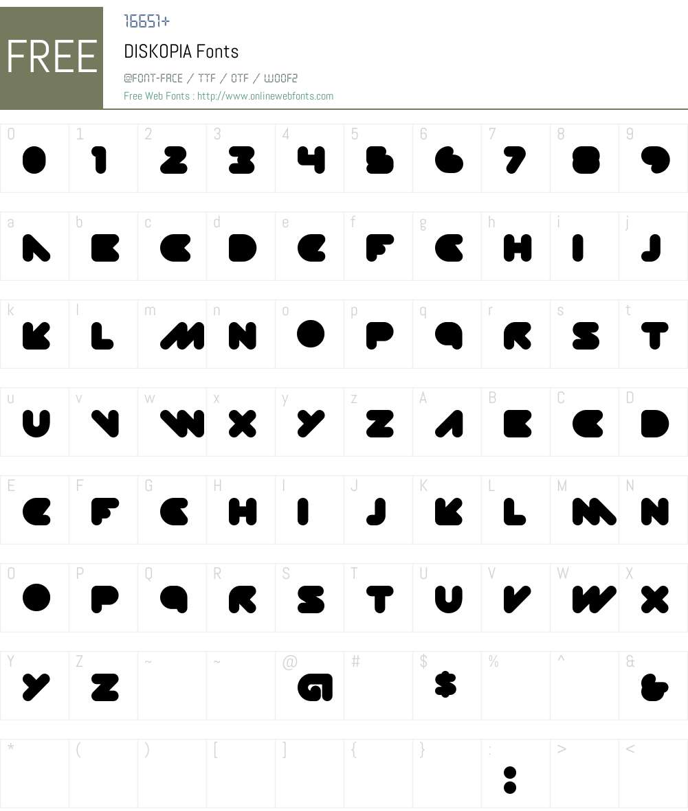 DISKOPIA Font Screenshots