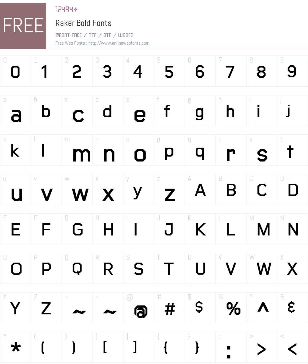Raker-Bold Font Screenshots