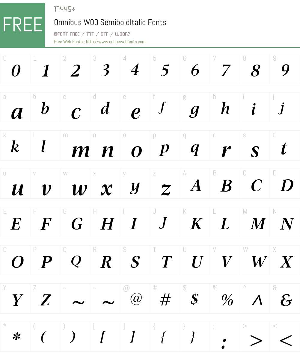 OmnibusW00-SemiboldItalic Font Screenshots