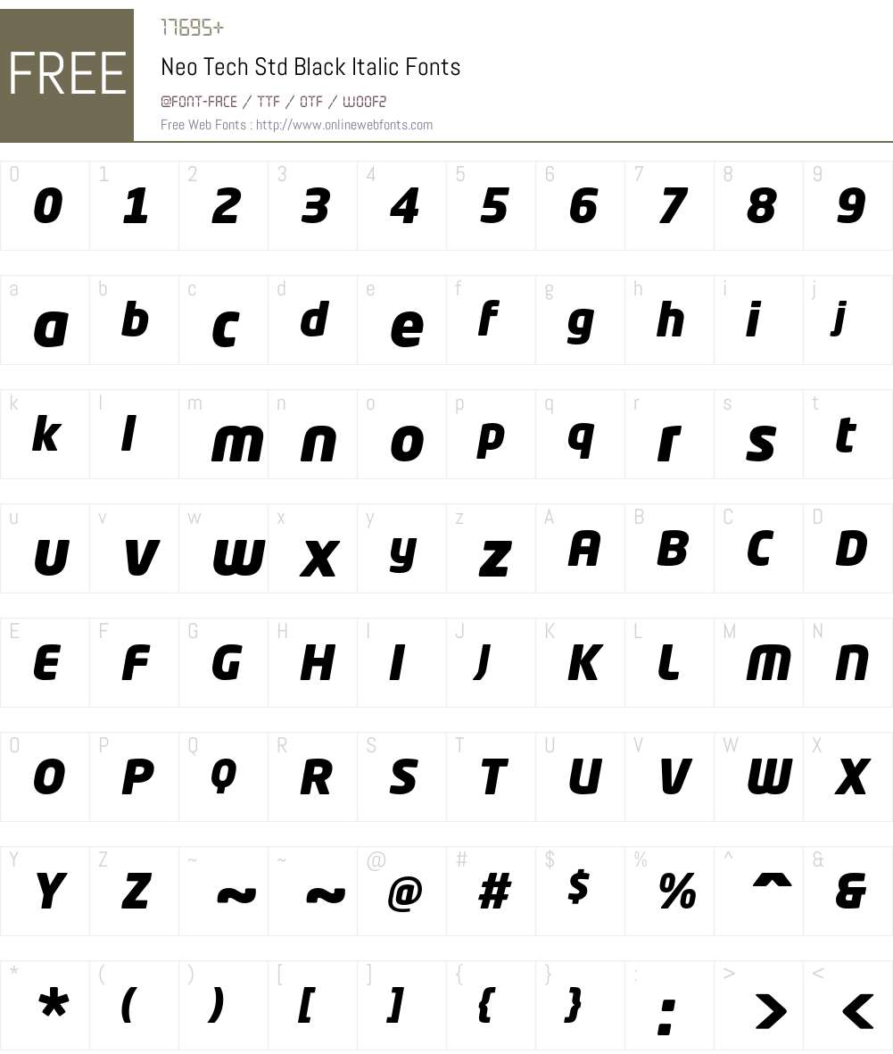 Neo Tech Std Font Screenshots