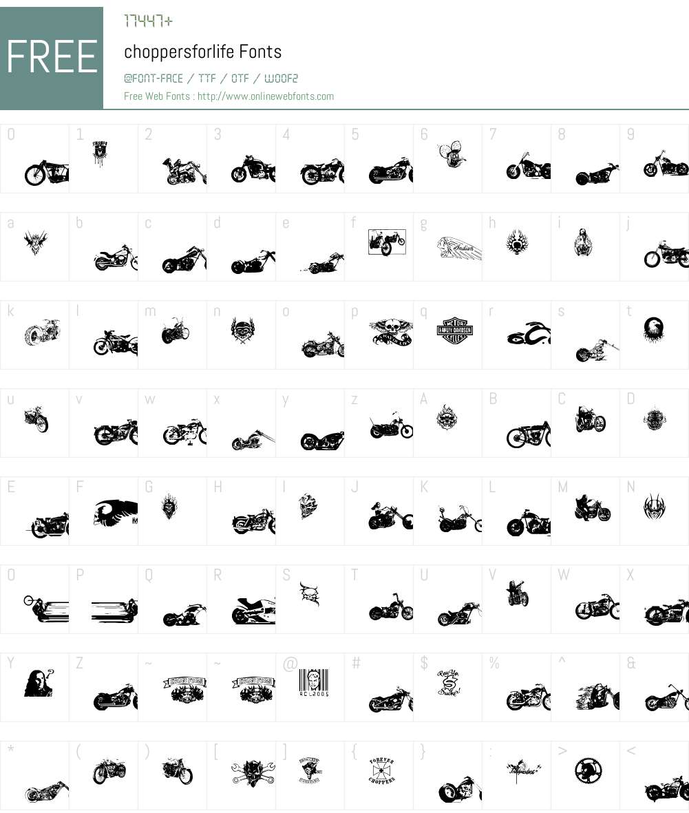 choppersforlife Font Screenshots
