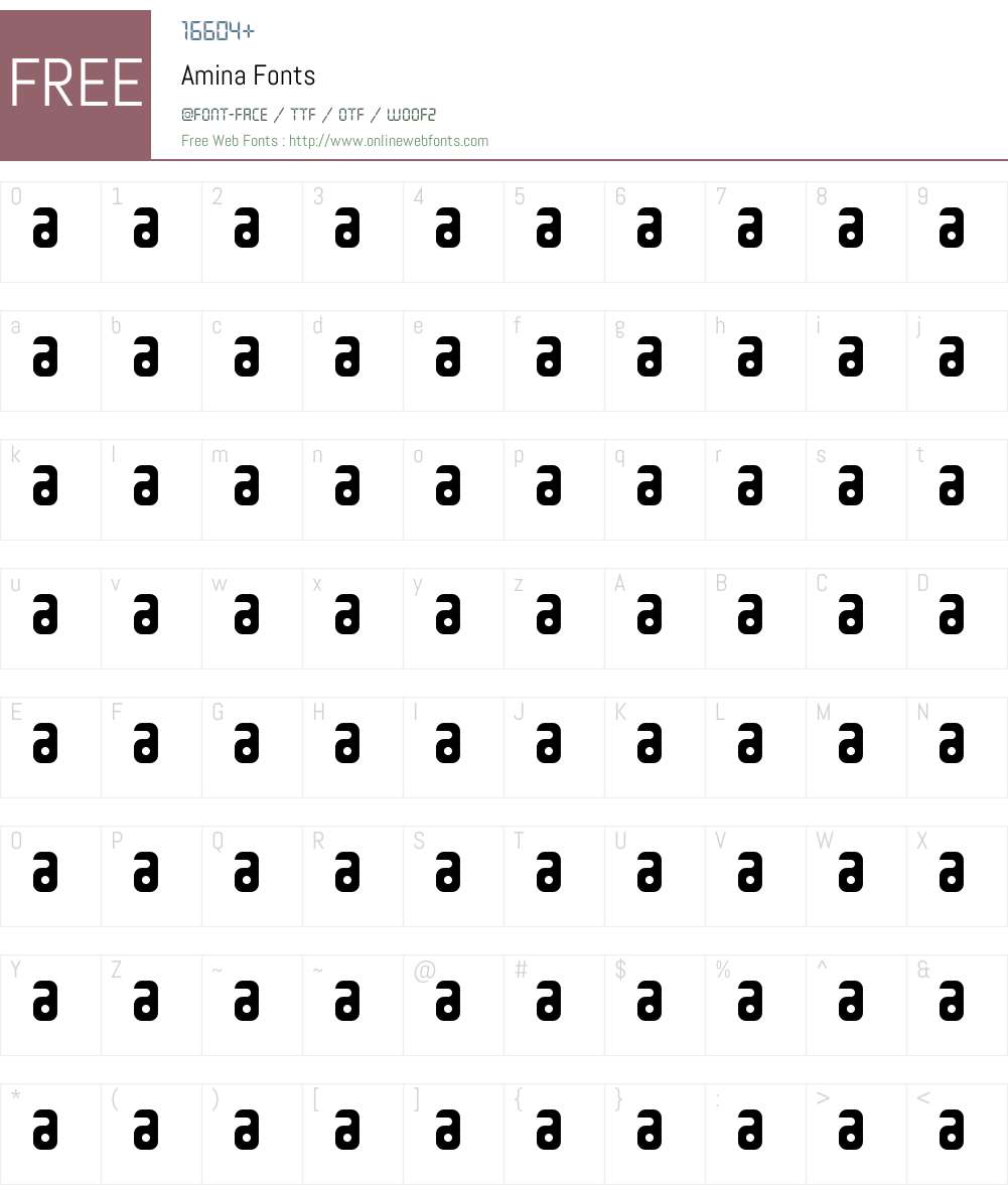 Amina Font Screenshots