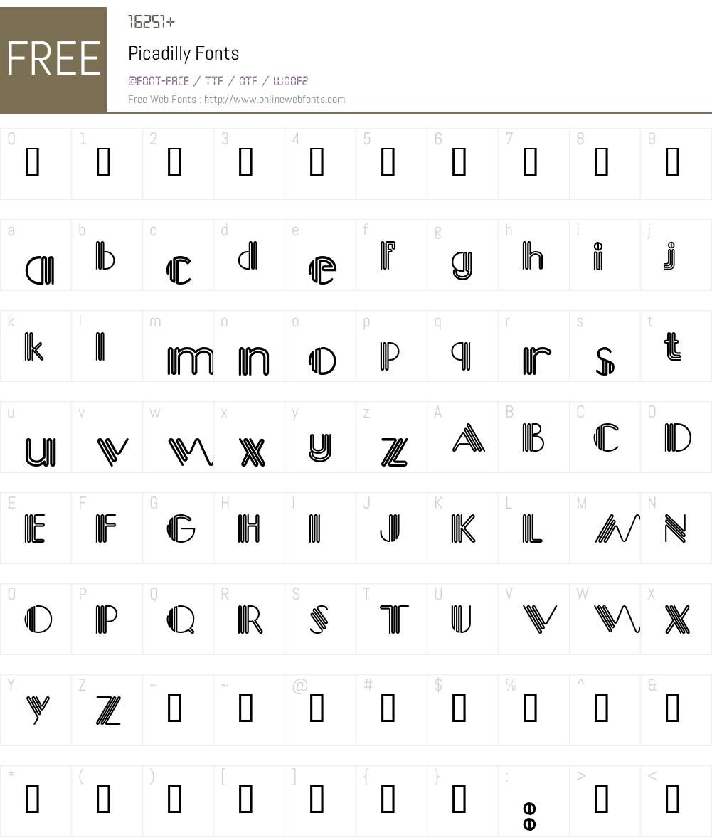 Picadilly Font Screenshots