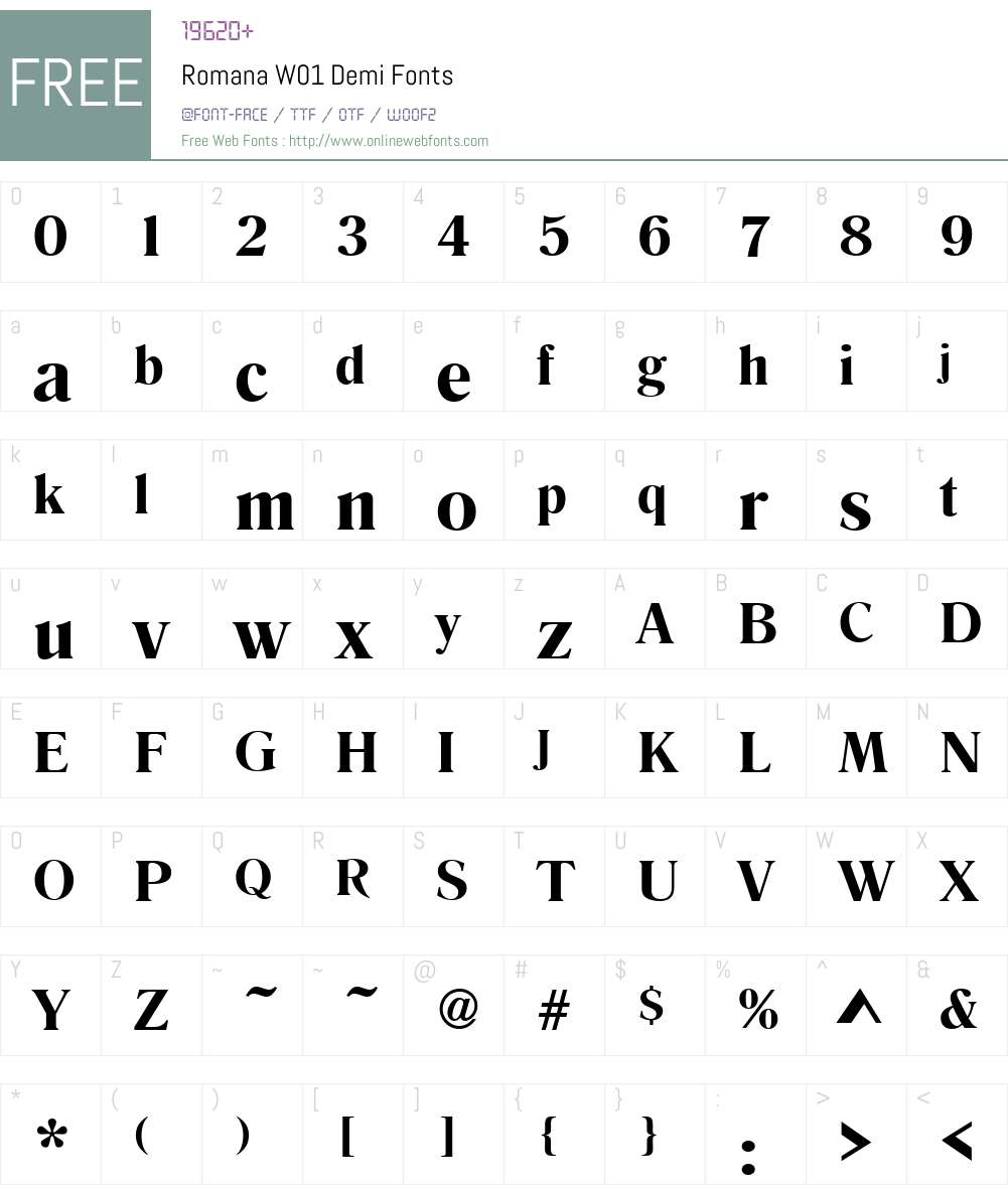 RomanaW01-Demi Font Screenshots